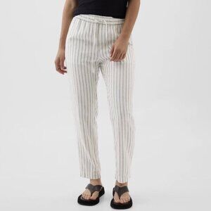Gap Linen Drawstring Easy Pant Black White Pinstripe, Size L